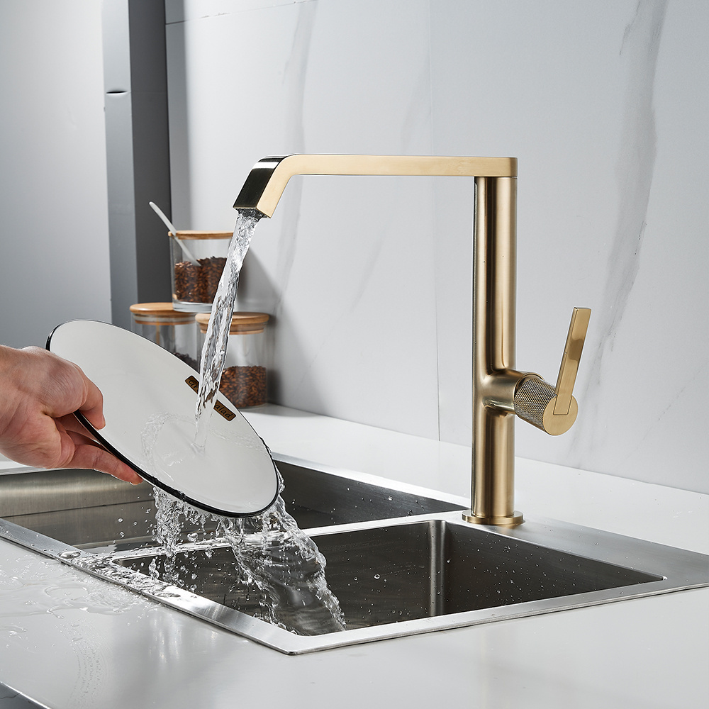 Momali original designer 360 swivel spout modern brush brass gold vintage kitchen sink faucet