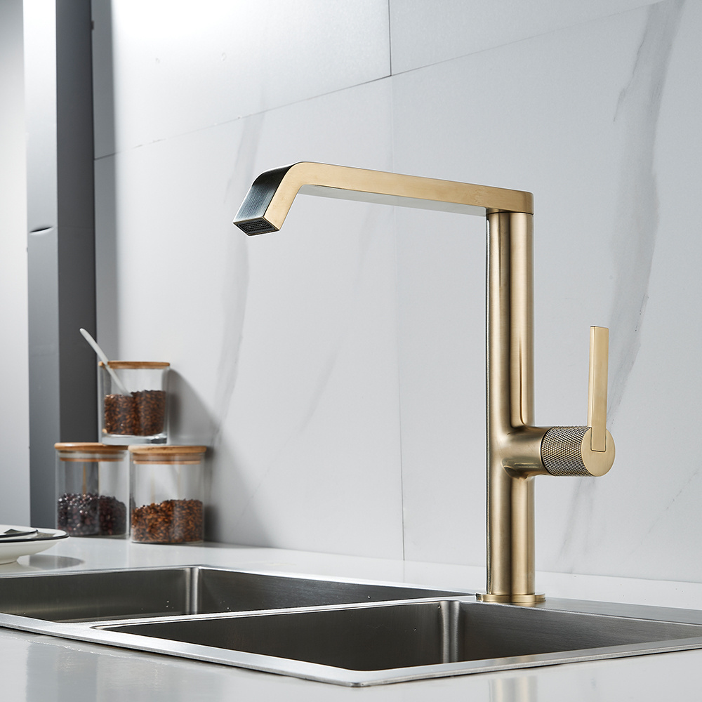 Momali original designer 360 swivel spout modern brush brass gold vintage kitchen sink faucet