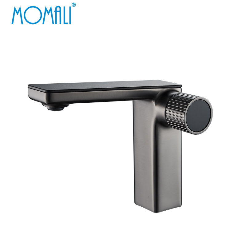 Momali new hot and cold hydro-electric power temperature display led light gun metal bathroom washbasin basin faucet