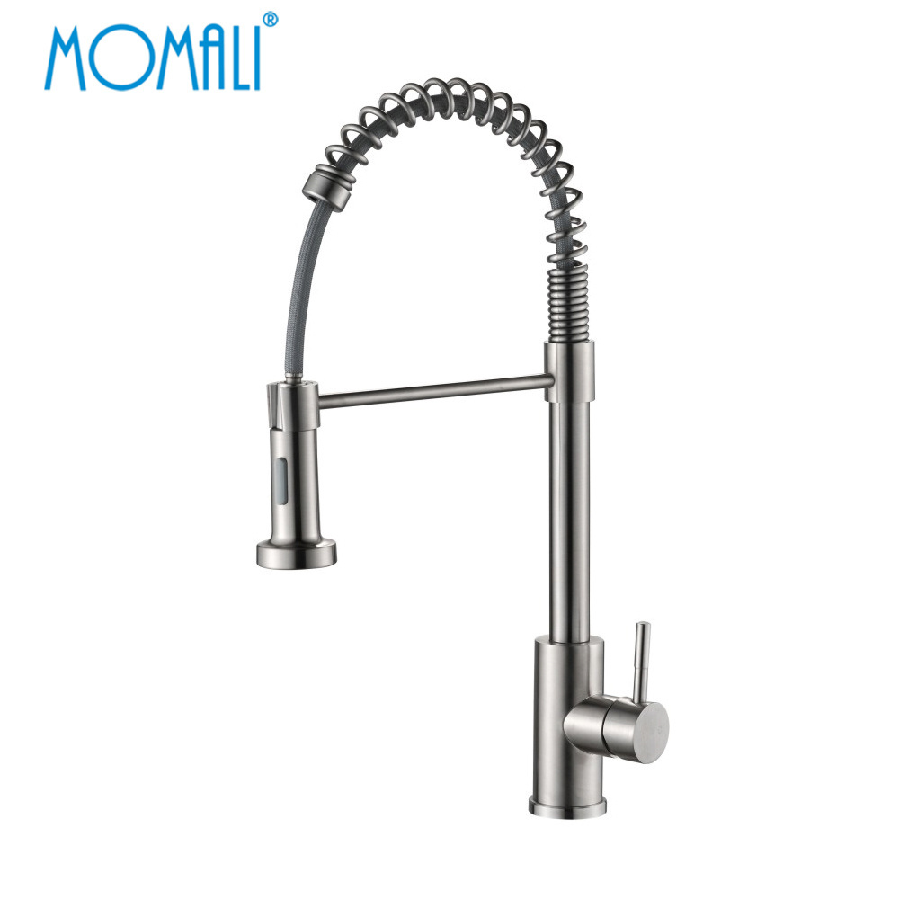 Momali adjustable flexible spring ss sus 304 stainless steel kitchen sink faucet pull out