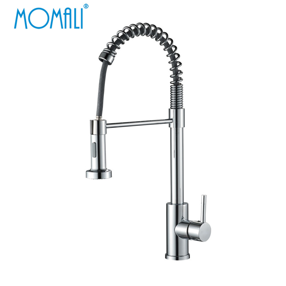 Momali gold chrome brush black spring  bathroom sink kitchen faucet, mixer & taps  pull out