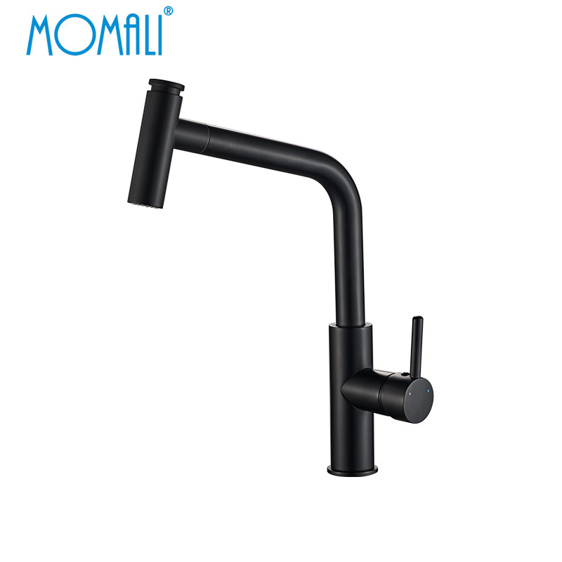 Momali Sanitary Hot Selling brass Kitchen sink spring pull out down flexible extension kitchen faucet