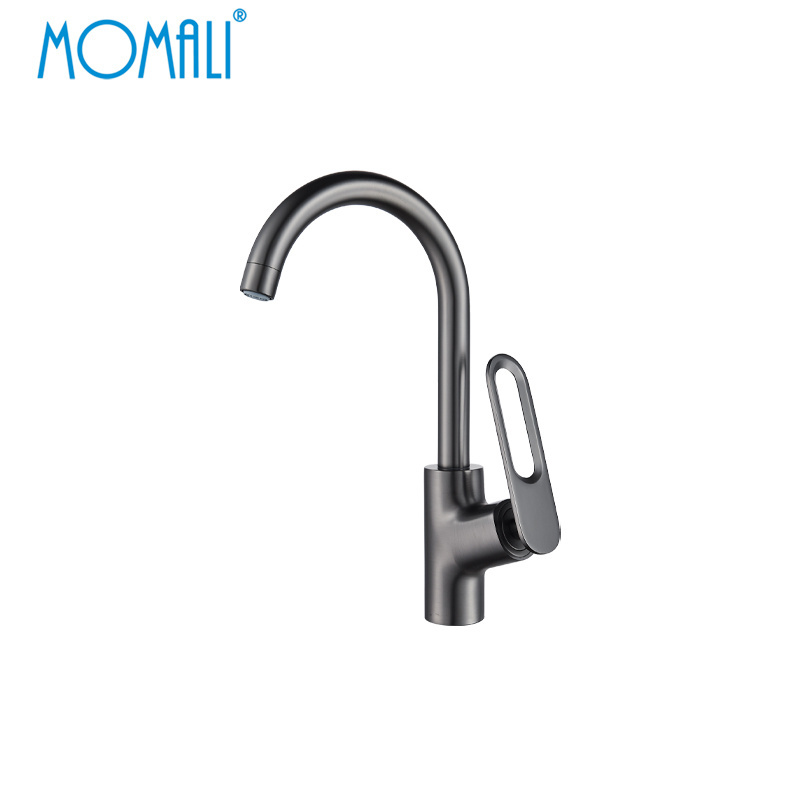 Momali economic metal gun brush rose gold hot and cold water ridge small sink mixer tap deck mounted kitchen faucet black