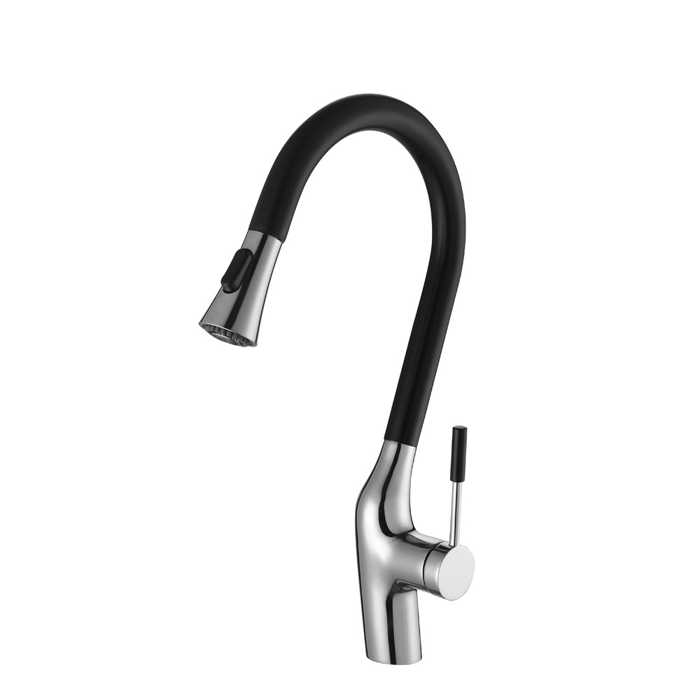 Momali Sanitary Factory Price Brass Pull Down Kitchen Sink Faucet NEW matte black swan design OEM ODM pull out kitchen faucet