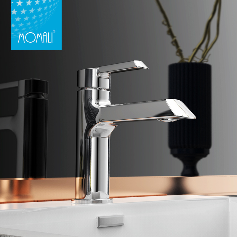 Momali 25mm square Brass economic Chrome Bathroom Mixer Tap vanity aerator faucet, faucet basin