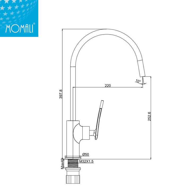 Modern Fashionable  Chrome Brass Kitchen Mixer Tap Kitchen Faucet