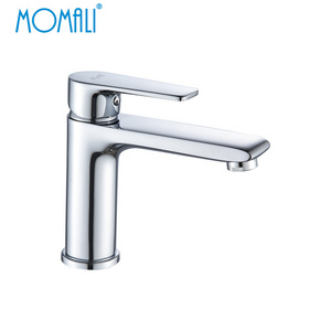 Momali hot selling China sanitary ware brass single handle chrome surface treatment brief CE ACS ISO water tap basin faucet