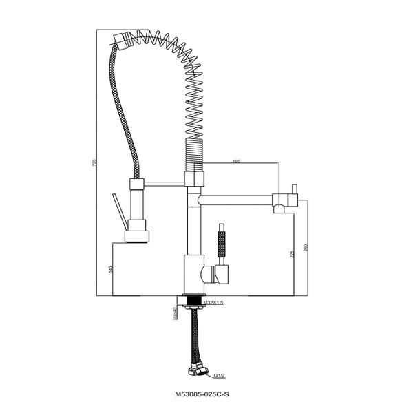 Momali Commercial Pull Down Kitchen Sink Faucet with Sprayer Brass Single Handle Kitchen Faucet with Two-function Nozzle