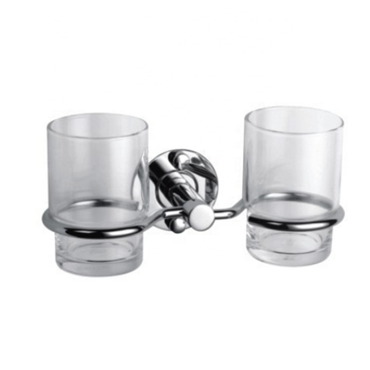 China sanitary ware factory supplier Bathroom accessories stainless steel double tumbler holder with cups