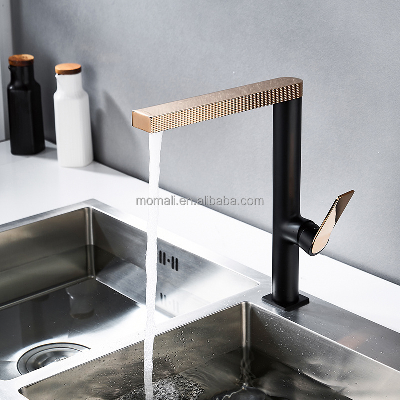 Momali luxury rose gold matte black kitchen mixer taps faucet