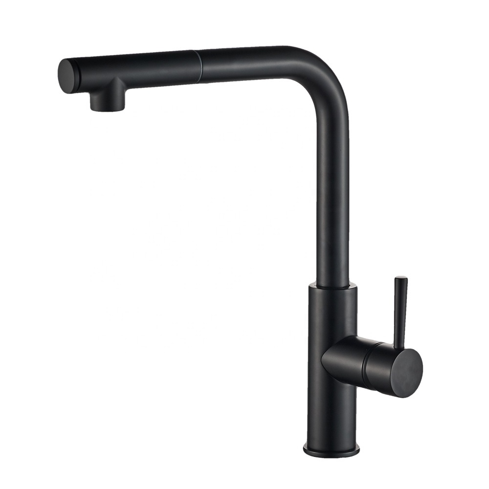 Momali Sanitary Matte Black brushed gold Hot and Cold Water Flexible Hose Kitchen Sink Tap Pull Out pull down Kitchen Faucet