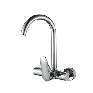 Momali saving space stainless steel swivel spout brass wall mounted kitchen sink faucet for small kitchen