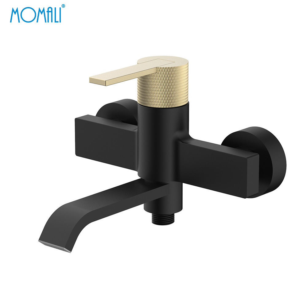 Momali luxury knurling matte black brushed gold multi function gun metal brass bath shower faucets