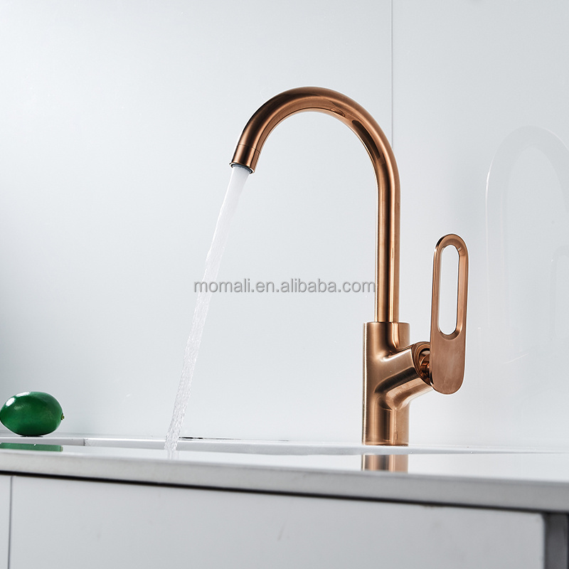 Momali economic metal gun brush rose gold hot and cold water ridge small sink mixer tap deck mounted kitchen faucet black