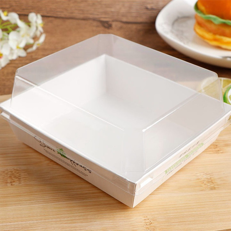 Wholesale Square Sandwich Packaging Box With Clear Lids For Shellfish Egg Yolk Crispy Box For Cake