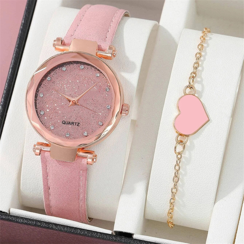 Luxurious Ladies' Quartz Watch and Bracelet Set - Exquisite 2-Piece Fashion Jewelry Gift