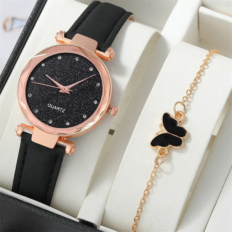 Luxurious Ladies' Quartz Watch and Bracelet Set - Exquisite 2-Piece Fashion Jewelry Gift