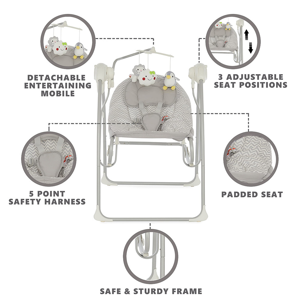 Automatic 2 in 1 Cradle Swing  With music Baby Shaker Toy High Standard Durable Baby Electric Cradle Swing Chair baby rocker