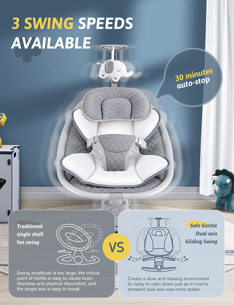 Oem Wholesale Music Cradle Swing Baby Rocker Chair Safety  Bassinet Baby Electric Rocking Chair For Baby