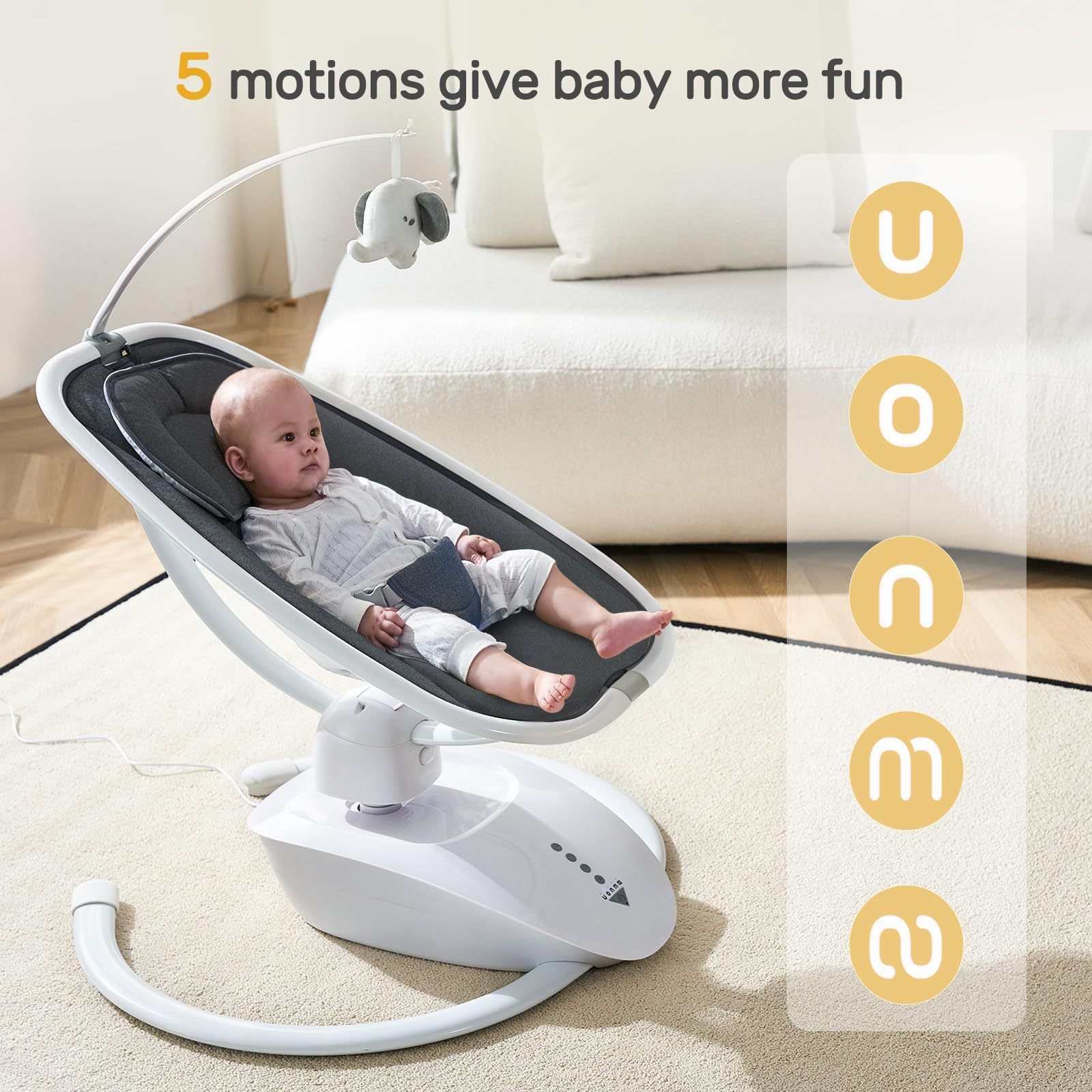 New DesignOEM Electric Baby Rocking for Infants Rocker with Music Speaker Portability Bouncer for Baby 5 Sway Speeds Baby Swing