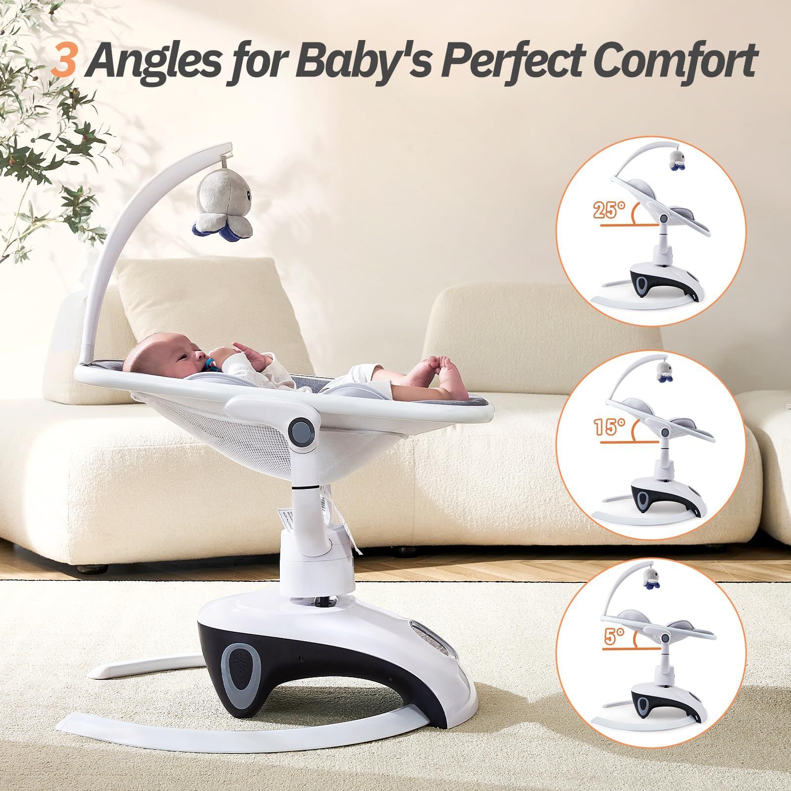 New Customization New Born Baby Swing Portable Swing for Infants with 5 Natural Sway Speeds Electric Baby Chair Rocking