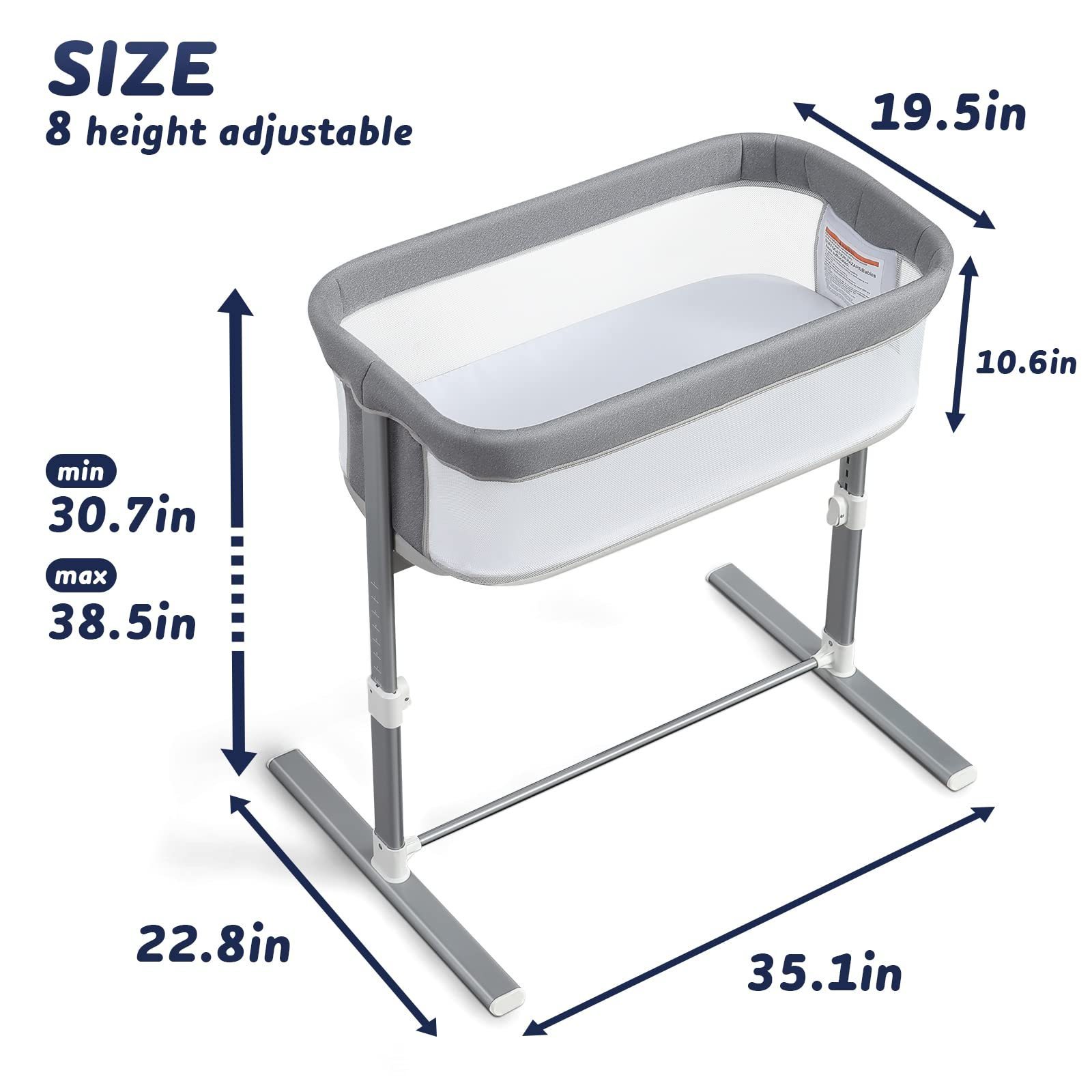 Newborn Bedside Sleeper Bassinet Bed 2-In-1 Portable Baby Cribs Folding Crib