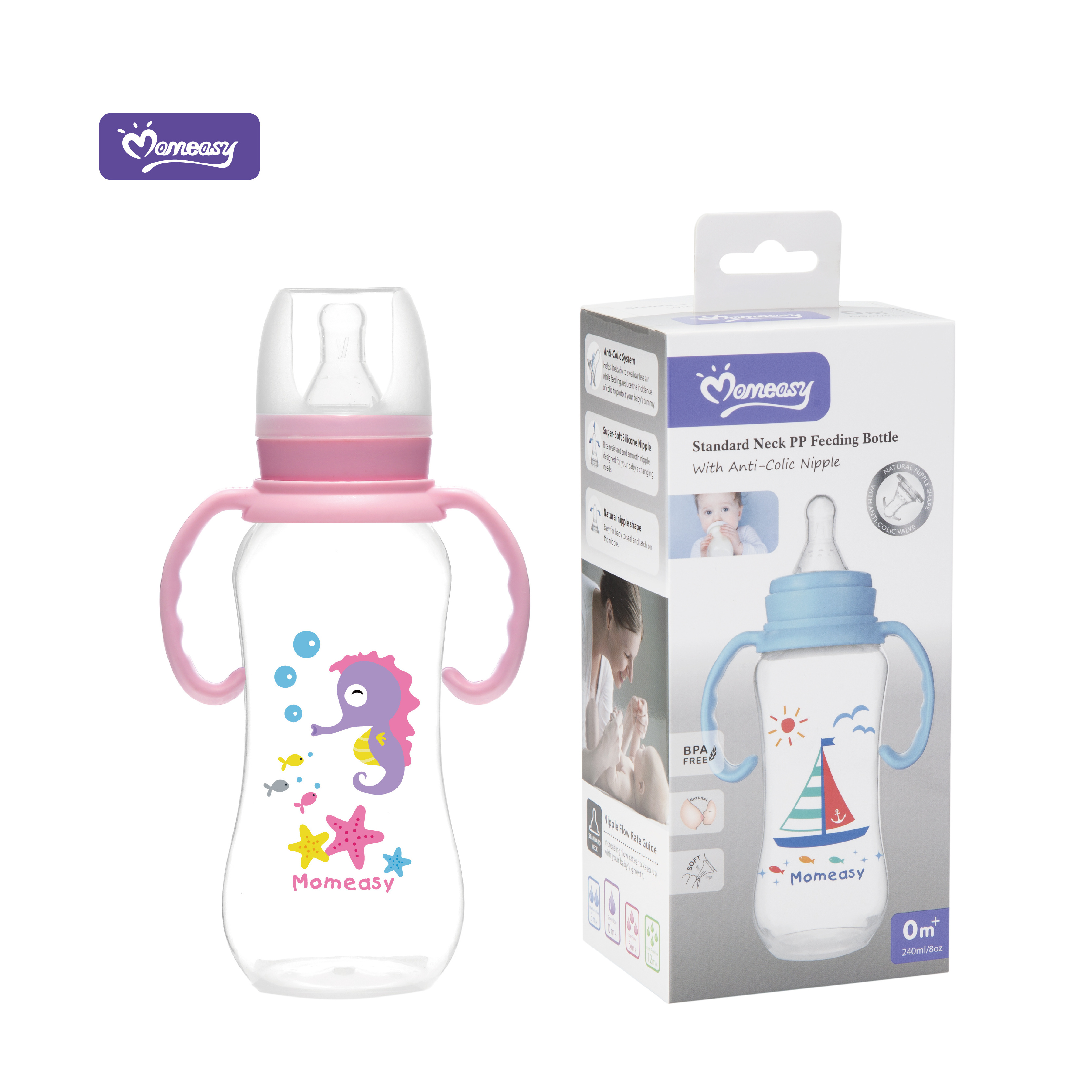 Momeasy Baby 240ml/8oz Standard PP Feeding Bottle Factory Directly Supply With MOQ One Carton