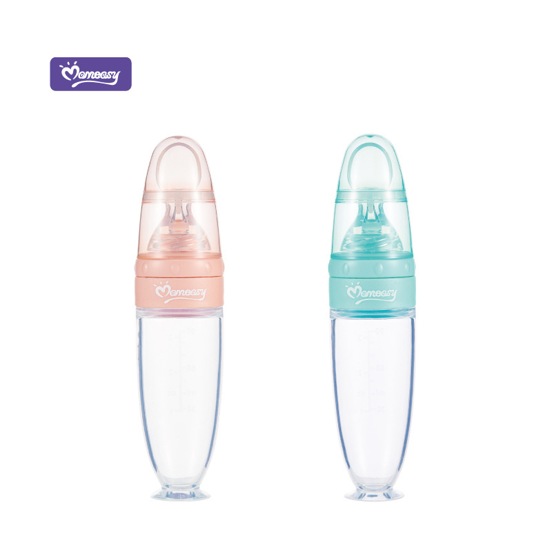 Momeasy BPA Free Baby Feeding Squeeze Bottle 90ml/3oz Silicone Squeeze Feeder Baby Bottle Spoon Feeder