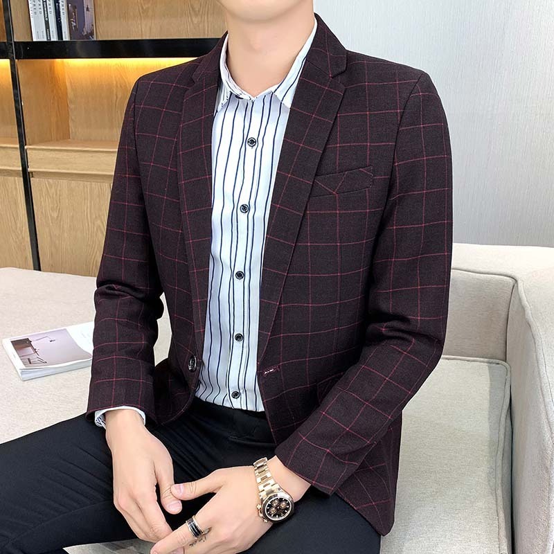 New Men's Suit Jacket Striped Business Slim Breathable Comfortable Casual Suit Top