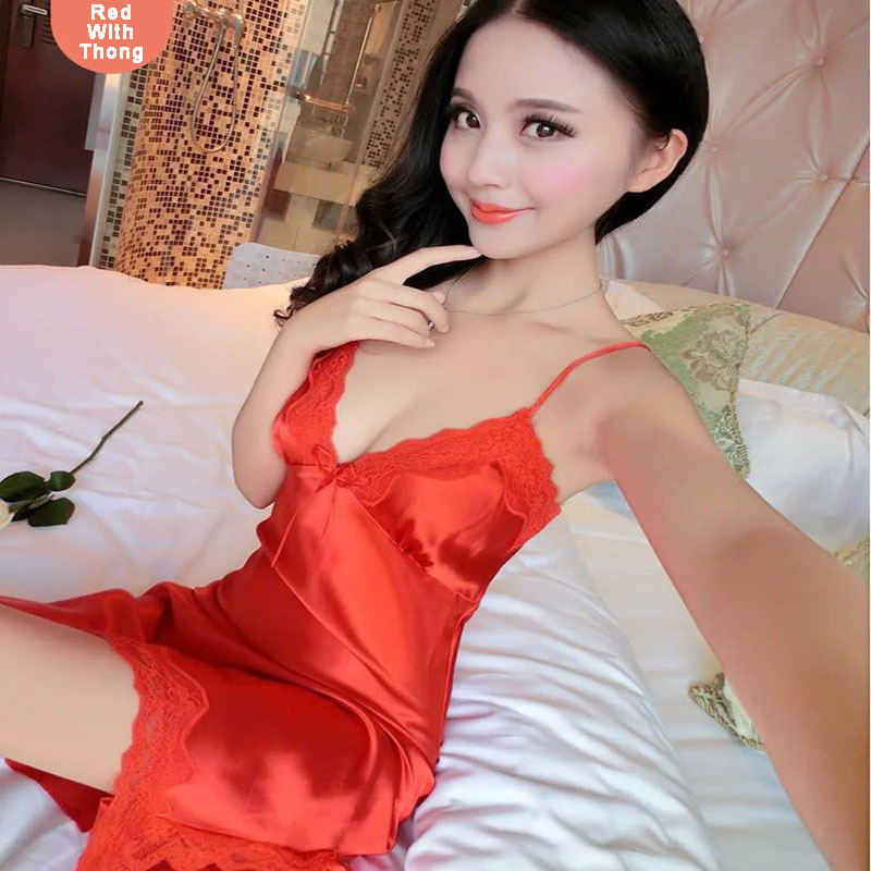 Cheap Price Night Dresses For Woman Red Silk Dress Sexy Women Sexy Lingerie Dress With Thong