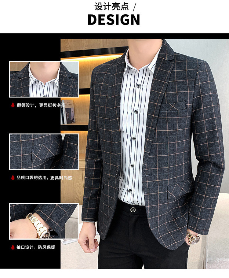 New Men's Suit Jacket Striped Business Slim Breathable Comfortable Casual Suit Top