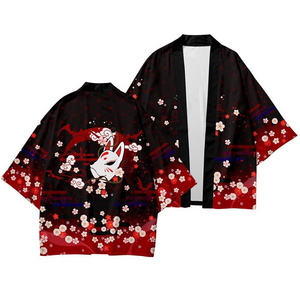 Wholesale High Quality Print Cosplay Kamado T-shirt Men Tops Jackets Japanese Anime Cloak Happi Coat