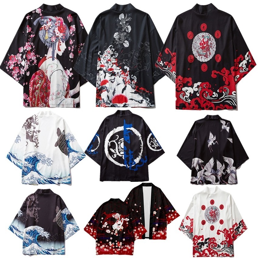 Wholesale High Quality Print Cosplay Kamado T-shirt Men Tops Jackets Japanese Anime Cloak Happi Coat