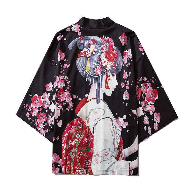 Wholesale High Quality Print Cosplay Kamado T-shirt Men Tops Jackets Japanese Anime Cloak Happi Coat