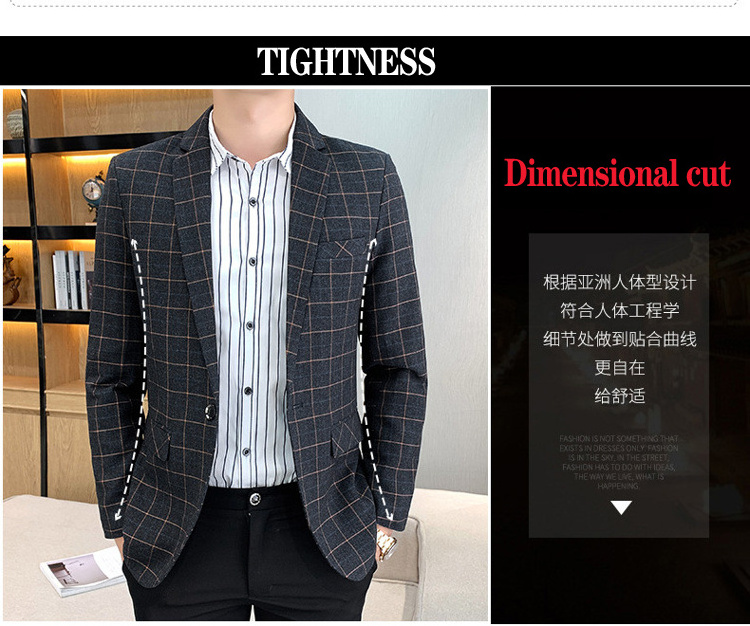 New Men's Suit Jacket Striped Business Slim Breathable Comfortable Casual Suit Top