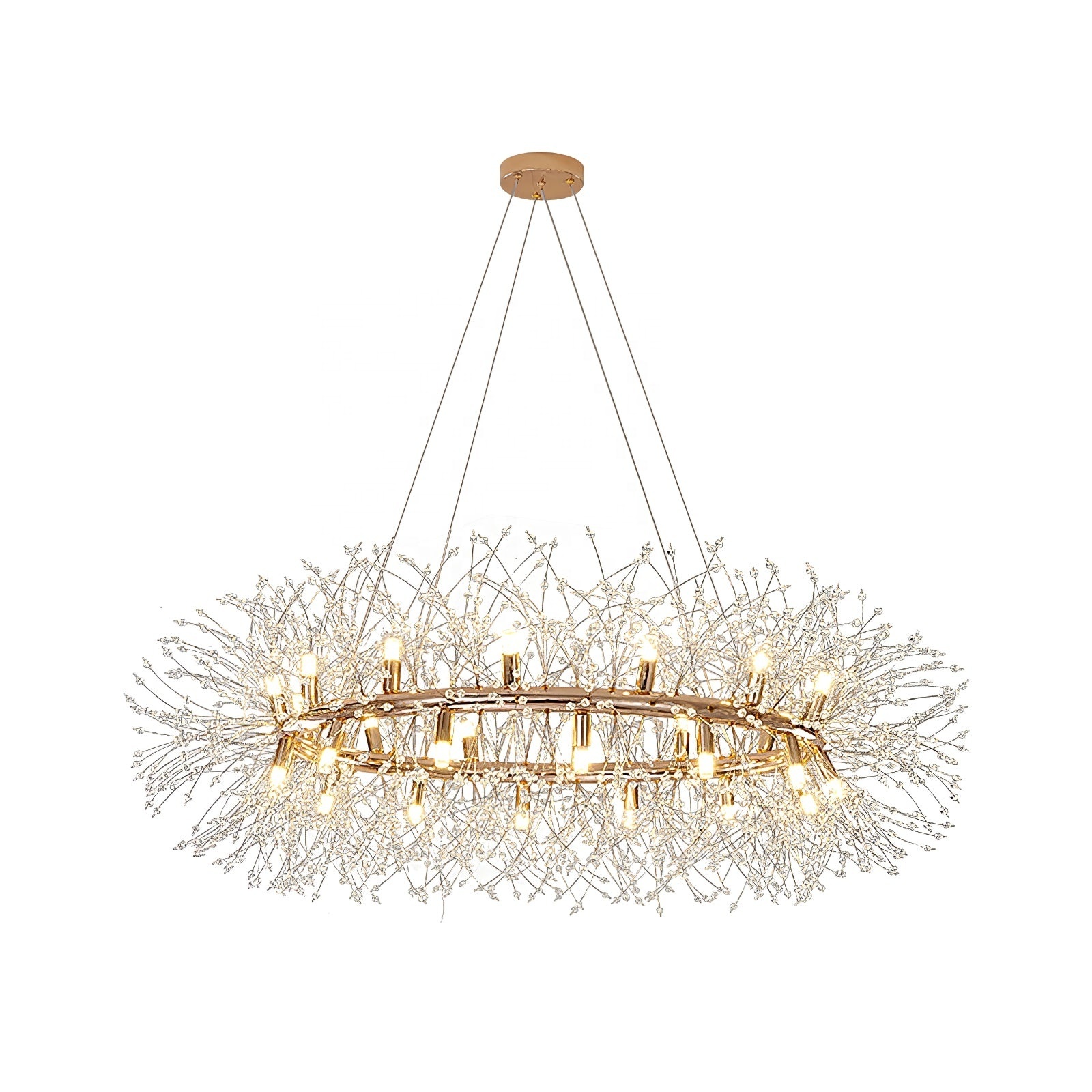 2-layer pendant light round for living room bedroom modern hanging round k9 crystal chandelier dandelion chandelier pendant lamp