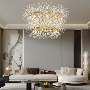 2-layer pendant light round for living room bedroom modern hanging round k9 crystal chandelier dandelion chandelier pendant lamp