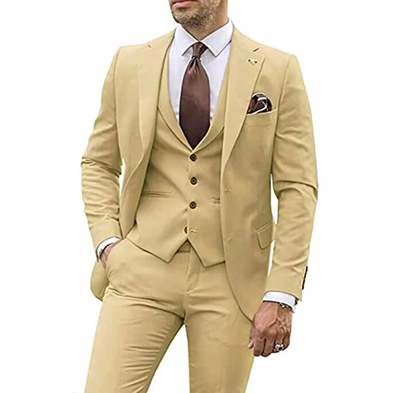 Dark Gary Groom Wedding Suits 3 Piece Jacket Vest Pants Slim Fit Men Suits Ready To Ship