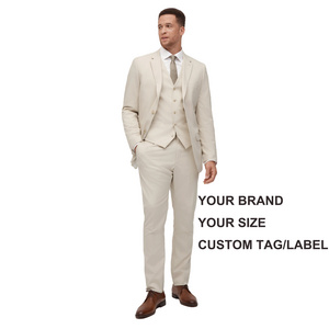 2024 Luxury Quality Custom Tan Men's 3-Piece Suit Single Breasted Two Buttons Suits For Men