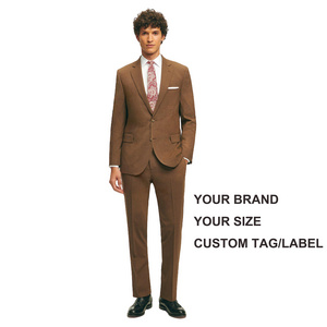 Luxury Quality Custom Brown Slim Fit Single Breasted Tuxedo Suit For Men 2024