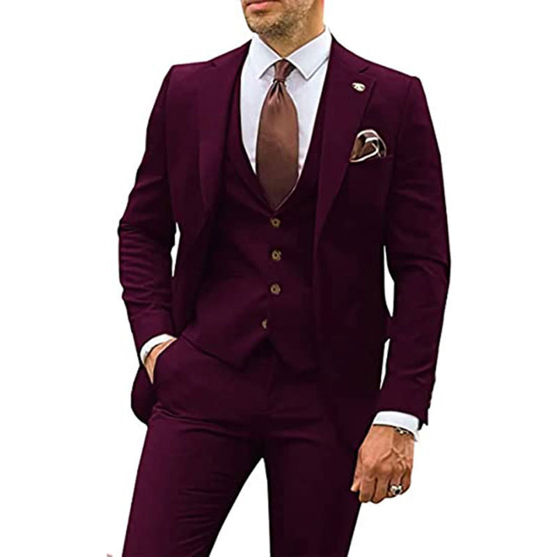 Dark Gary Groom Wedding Suits 3 Piece Jacket Vest Pants Slim Fit Men Suits Ready To Ship