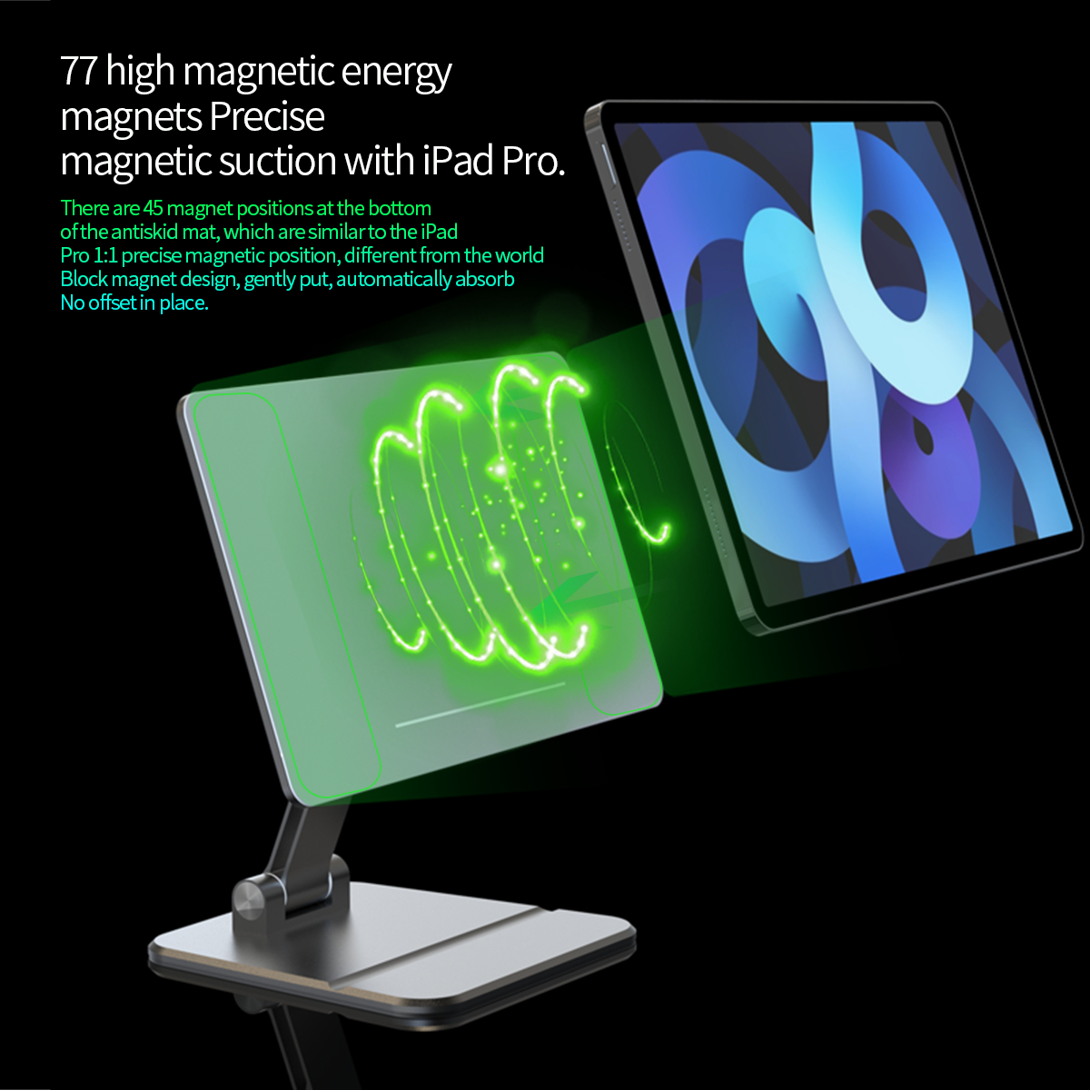 aluminum magnetic 360 degree rotating Adjustable tablet foldable portable stand for ipad pro to laptop holder