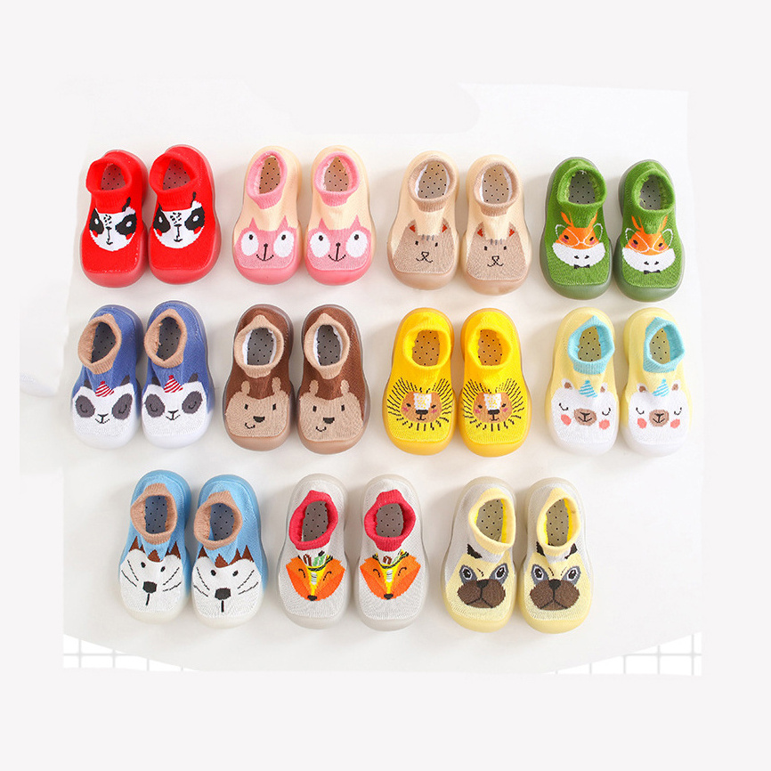 Animal Design Baby Toddler First Walking Sock Shoes Soft Sole Slip-on Sneakers Non-Skid Floor Slippers for Kid Girl Boy M3309