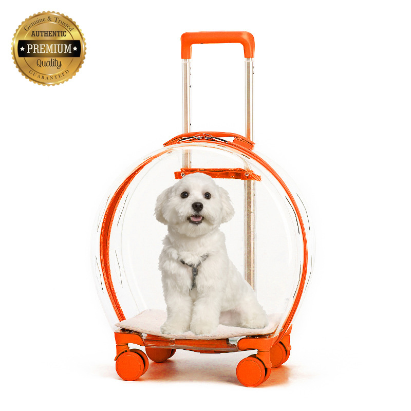 pet trolley carrier travel bag with wheels backpack capsule cage cat dog airline approved large kennel