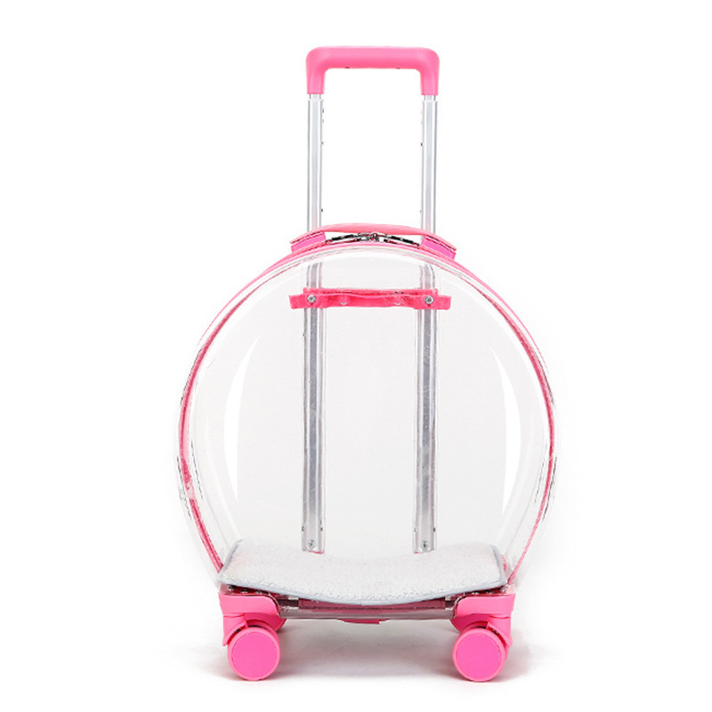 pet trolley carrier with wheels Visible clear Breathable rolling pet accessories carrier Airline Approved