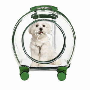 pet trolley carrier with wheels Visible clear Breathable rolling pet accessories carrier Airline Approved