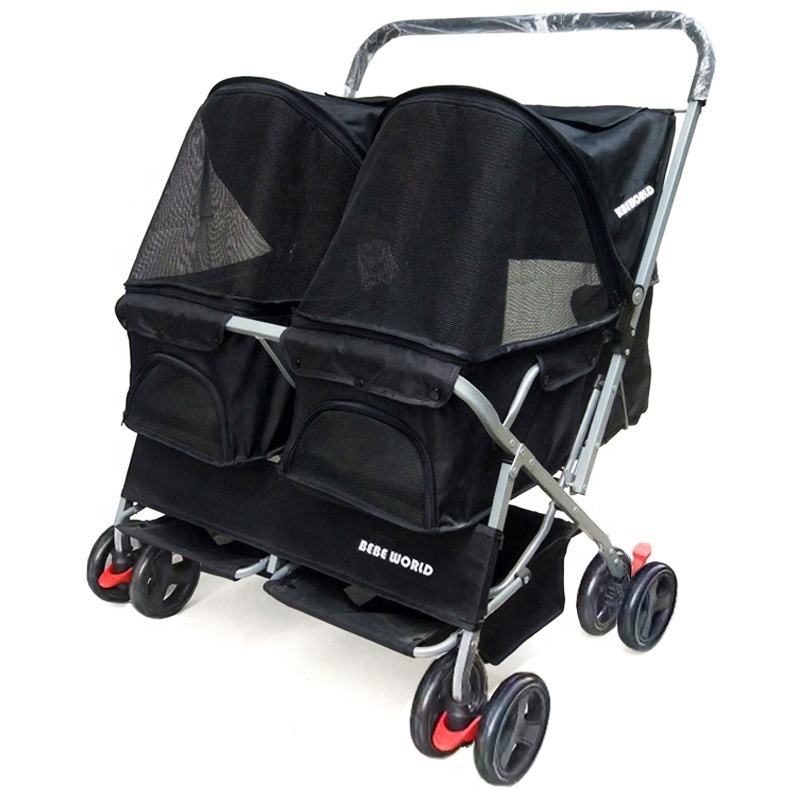 Wholesale Luxury Pet Stroller  with two seats Dog Carrier 4 Wheels Pet Dog Stroller For Travel