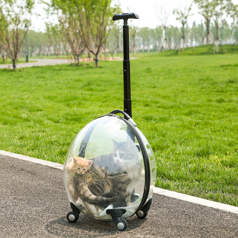 Manufacturer wholesale breathable cooling travel cat dog carrier bag pet carrier Trolley with wheels