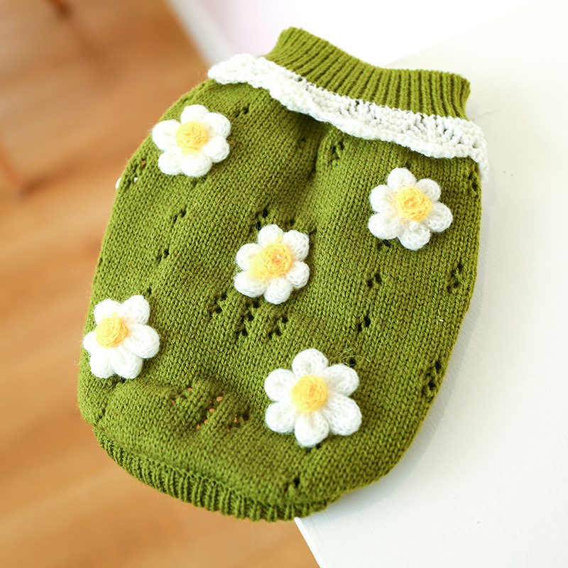 Factory direct supply dog flowers Cute sweaters pet clothes stylish design Cat dog clothing