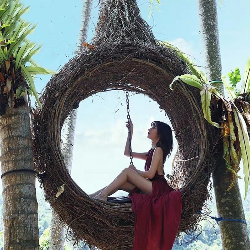 Bali Nest daybed tourism Photo Props ins style Web Celeb creative rattan hammock for hotel  resort hanging big bird nest swing